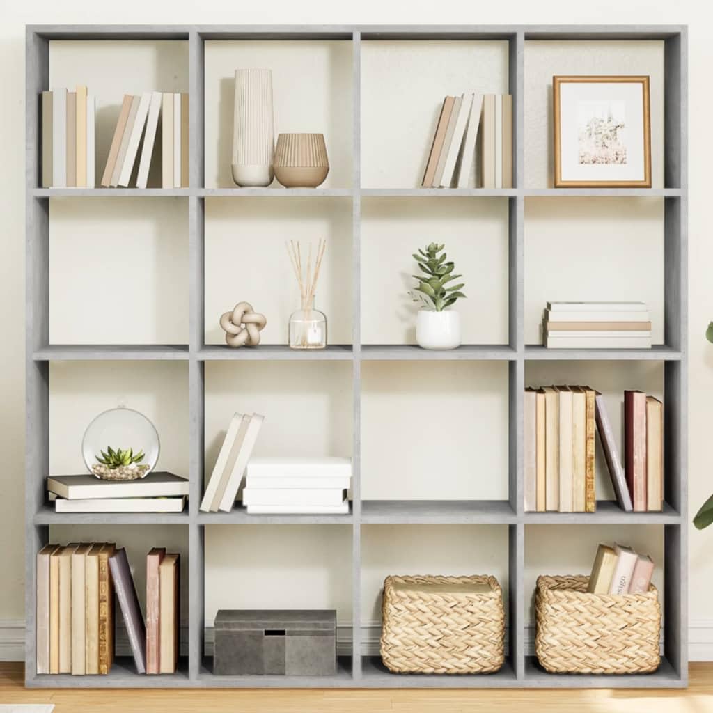 vidaXL Libreria Grigio Cemento 137,5x29x137,5 cm in Legno Multistrato, Mobile Contenitore, scaffale portaoggetti, vetrina, scaffale, scaffalatura