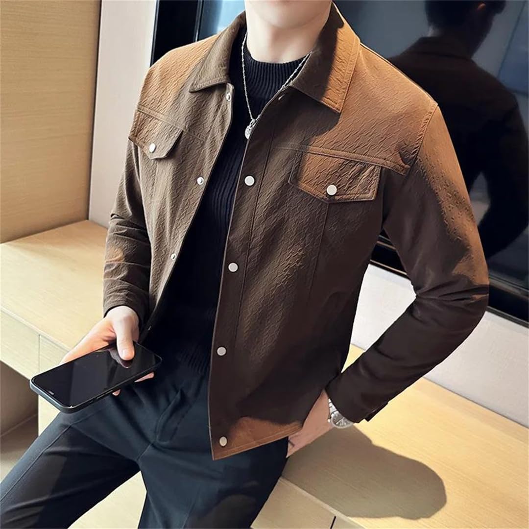 Męskie wiosenne skórzane kurtki motocyklowe z nadrukiem biznesowym PU Streetwear kurtka towarzyska