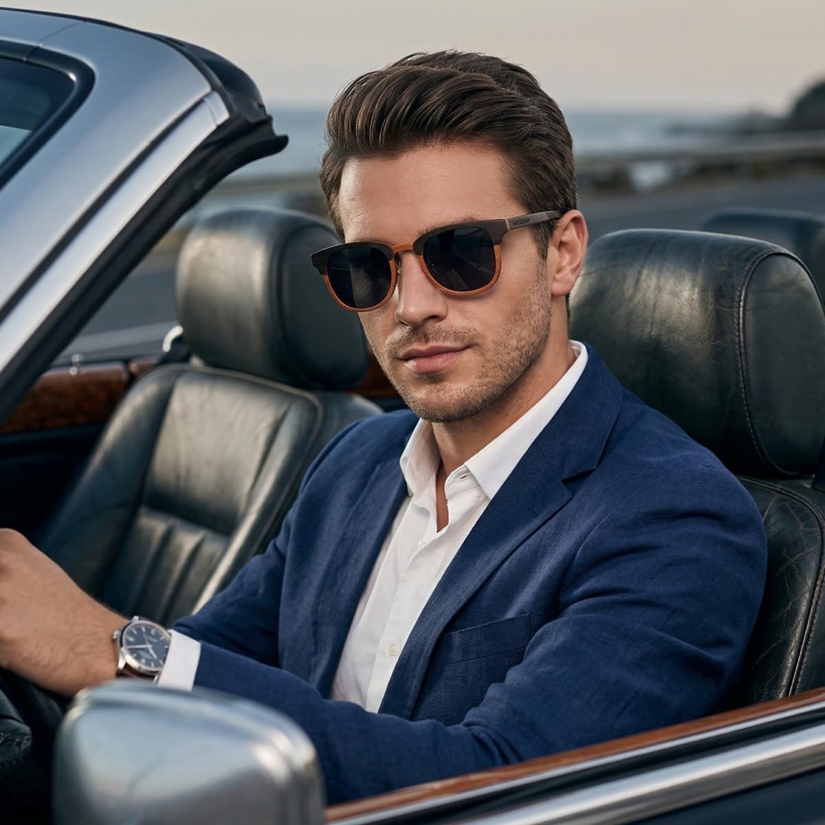 Gafas de Sol Retro de Madera Polarizadas - Gafas de Sol de Moda con Funda de Bambú para Hombre y Mujer Regalos Perfectos