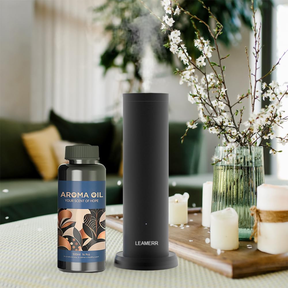 Smart Aroma Diffuser with Bluetooth & WiFi,Coverage: 1399 sq ft,Air Purifier for Home Hotel Store, APP Control Waterless Essential Oil Diffuser, Black