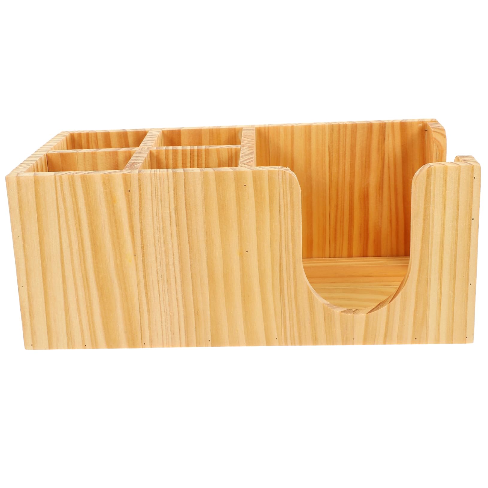 FONDOTIN Coffee Storage Box Coffee Syrup Organizer Coffee Condiment Sugar Sweetener Condiment Organizer Coffee and Tea Drinking Straw Dispensers Paper Decor Coffee Station Accessories Wood