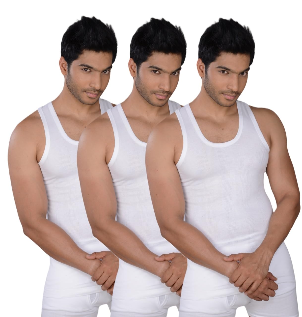 VIKING® Men's Cotton Rib Vests - Combo of 3 (Spring ROLL)