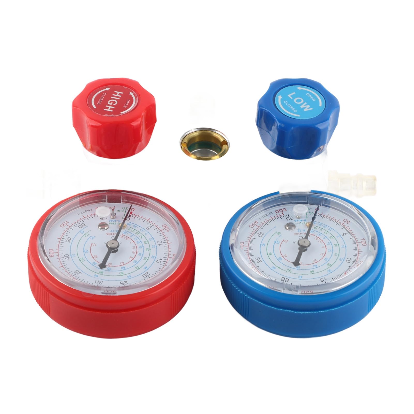 3-Wege-AC-Diagnose-Verteiler-Messgerät-Set, Kältemittel-Ladewerkzeug-Set für R410A R22 R404, professionelles HVAC-Messgerät-Set mit 3 Füllschläuchen, eingebauter Kugelhahn für