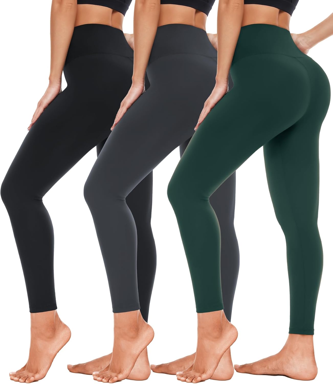 Hi Clasmix 3 Pack Leggings for Women-High Wasited Tummy Control Yoga Pants Clothing for Workout Athletic Lounge