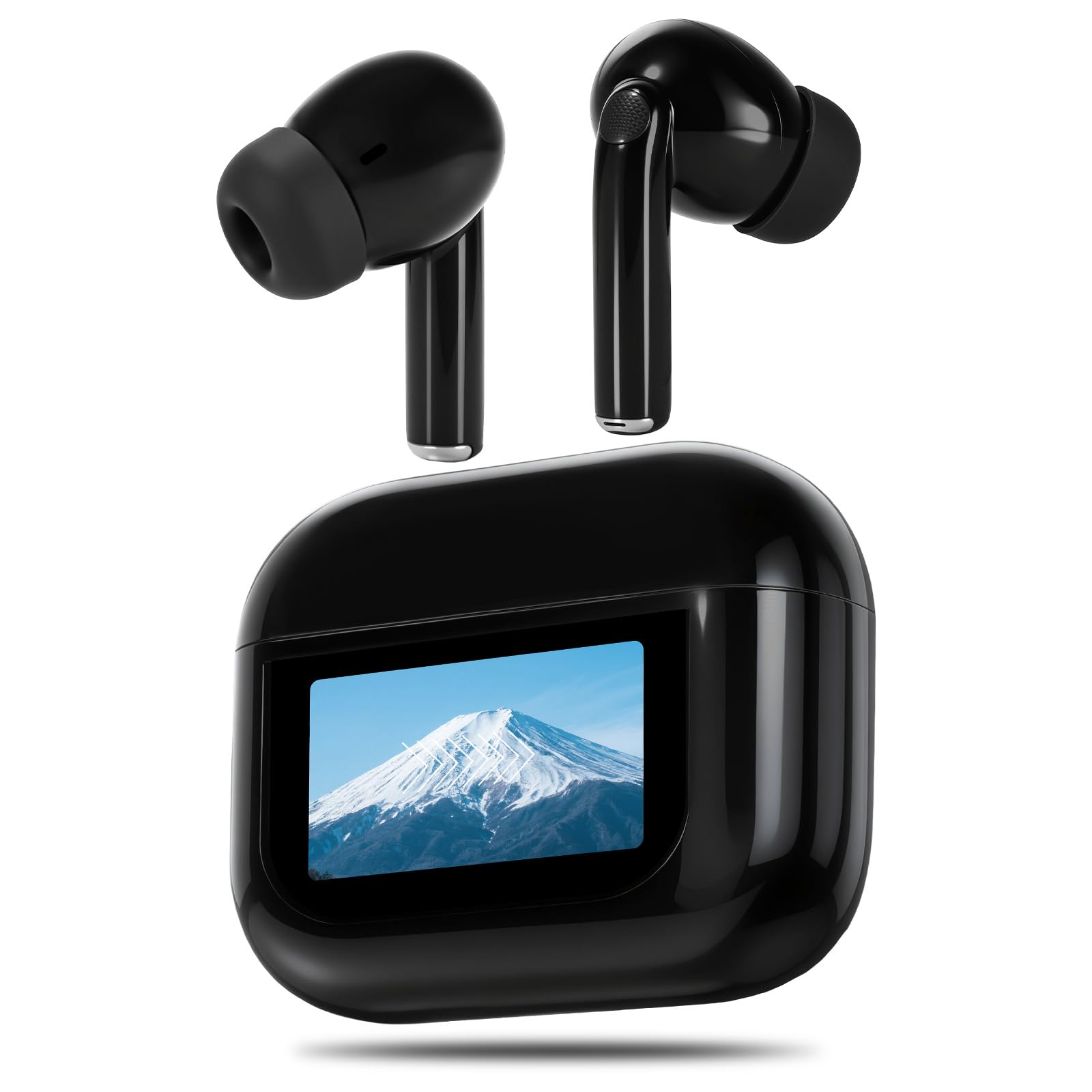 Bluetooth Kopfhörer mit Touchscreen, In Ear Kopfhörer Kabellos Bluetooth 5.4, In-Ear Ohrhörer mit ANC+ENC Noise Cancelling, IPX7 Wasserdichte Kopfhörer 48H HiFi Stereo Ohrhörer mit 5 EQ-Modi Schwarz