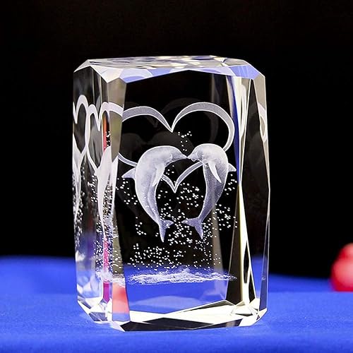 Delfín de cristal láser 3D con caja de regalo, aniversario y pisapapeles, regalo de Navidad, cumpleaños, San Valentín, boda