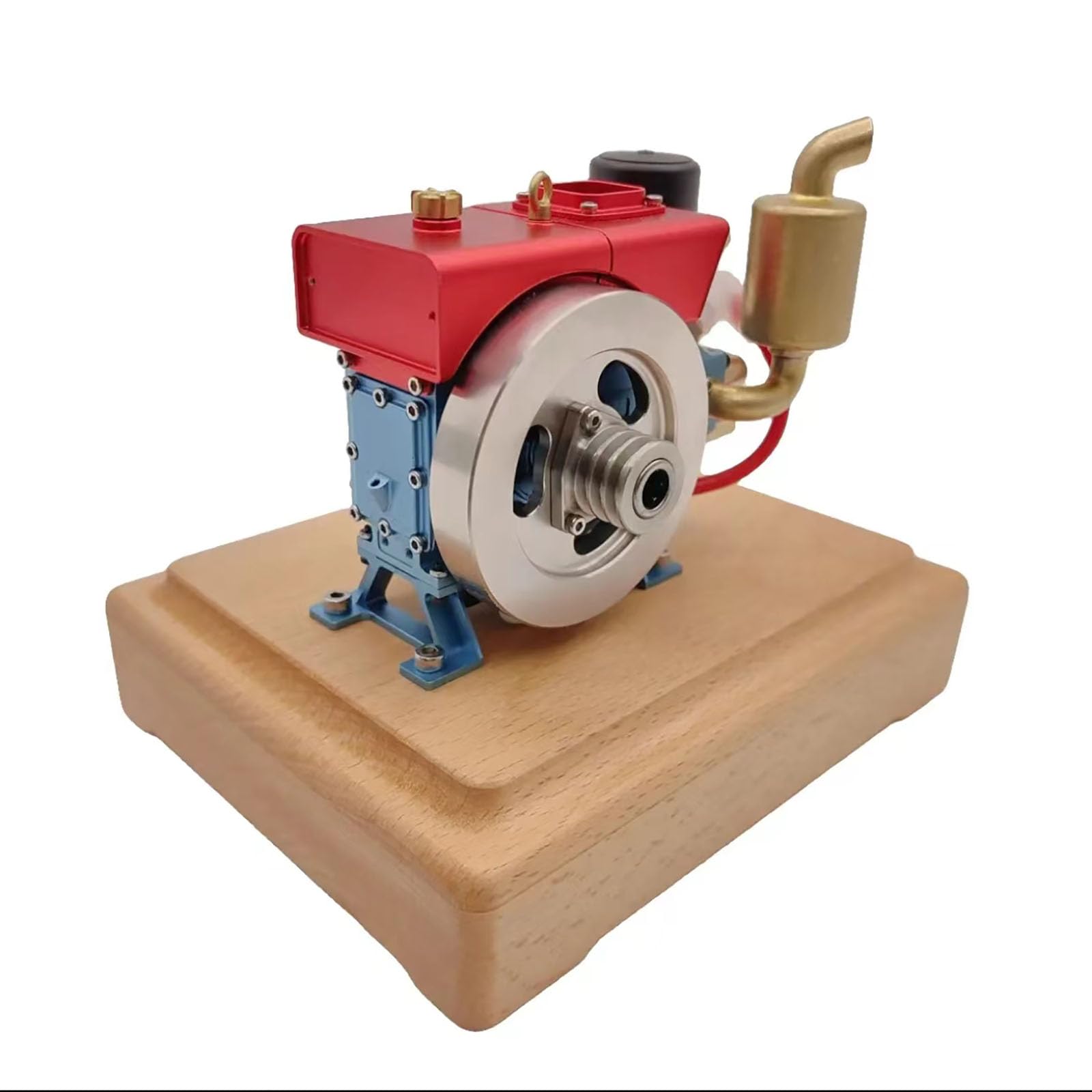 Mini diesel engine, walking tractor head, micro-engine that can be started, precision manual fuel engine, suitable for school, laboratory, home, desktop.,Blue