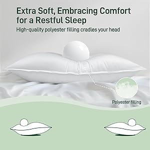 Caelorin Hypoallergenic Bamboo Viscose Breathable Pillows with Down Alternative Filling, King Size Set of 2, Fluffy Luxury Hotel Quality, Machine Washable, Oeko-Tex Certified