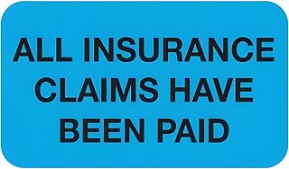 Insurance Paid Balance Due Sticker for Medical Billing and Patient Statements, Doctor Stuff, “All Insurance Claims Have Been Paid” Fluorescent Blue Label 1-1/2 x 7/8 Inch, 250 per Box