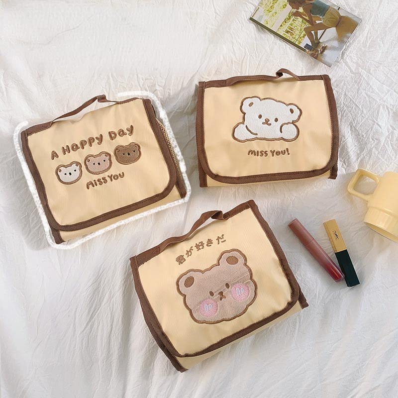 Miniatura 5 de Bolsa de cosméticos Kawaii linda para mujer, bolsa de maquillaje de viaje, bolsa organizadora de maquillaje, bolsa colgante para artículos de