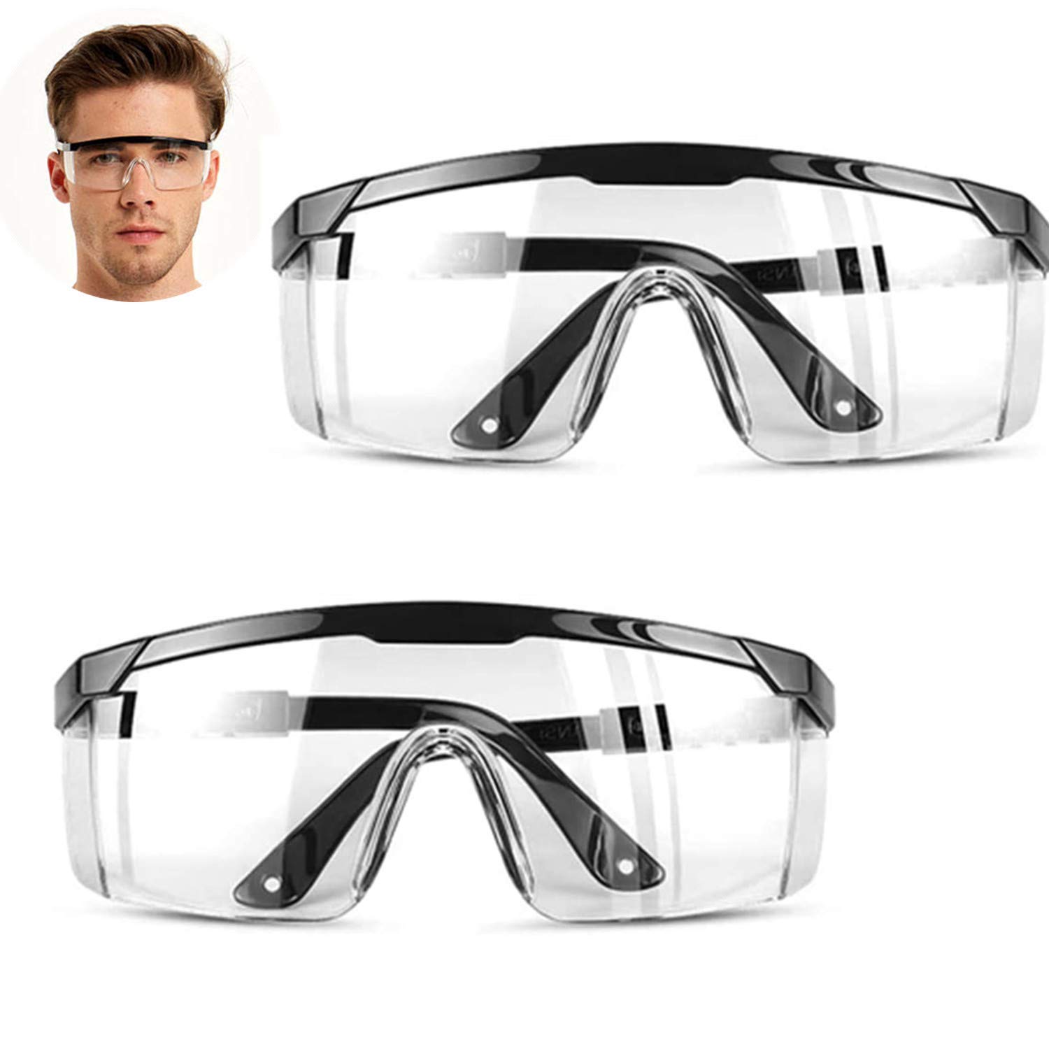 Pack de 2 Gafas de Protección, Gafas de Seguridad Contra el Polvo, manchas y agentes contaminantes, Gafas de Seguridad Para Trabajo Gafas Para Carpintería