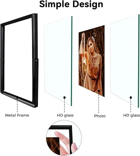 Miniatura 6 de AhaGo Marco de fotos flotante negro (5 x 7 pulgadas, vertical), para múltiples tamaños de fotos (4 x 6, 3 x 5, 2 x 3), marco de fotos ajustable para