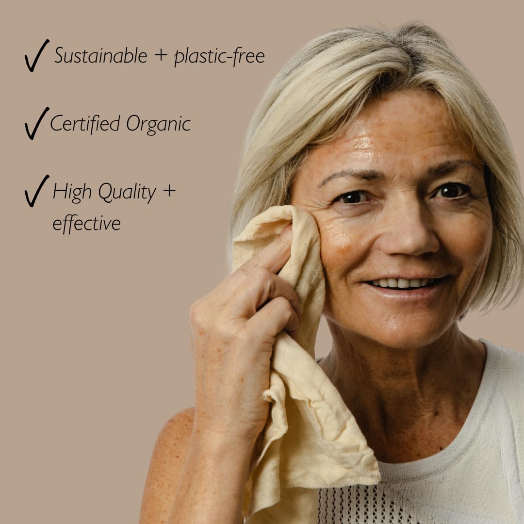 UPCIRCLE Organic Muslin Cloths (2pcs) Certified Organic Removes Make Up - Double-Layered and Eco Friendly - for All Skin Types - Image 3