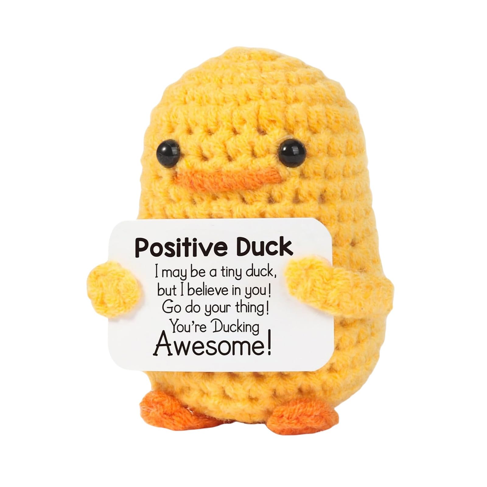 VNIDJGB Emotional Support Gift,Mini Knitted Positive Duck,Positive Cute Plush Duck Gifts with Card,Exam Good Luck Emotional Support Toy for Encouraging Friendship Gifts,Girlfriend,Kids,Adults