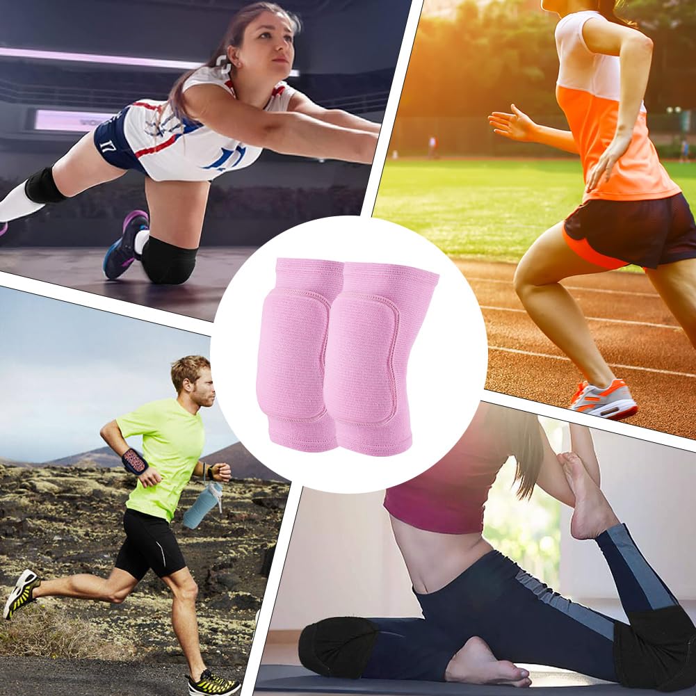 CREATCABIN Ginocchiere Pallavolo per Donne Uomini Morbide Traspiranti Ginocchiere Sportive Ginocchiere Protettive Elastiche per Basket Calcio Danza Yoga Allenamento Ciclismo Rosa Shocking 23 x 11.5cm