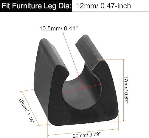 Miniatura 2 de uxcell Paquete de 40 puntas rectangulares antideslizantes para patas de silla, patas de tubo de metal de 0.472 pulgadas, protectores de muebles de