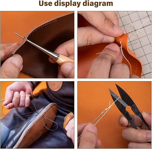 Miniatura 6 de WUTA Kit de reparación de tapicería de cuero de 35 piezas, herramientas de trabajo, kits de reparación de costura básica portátil para