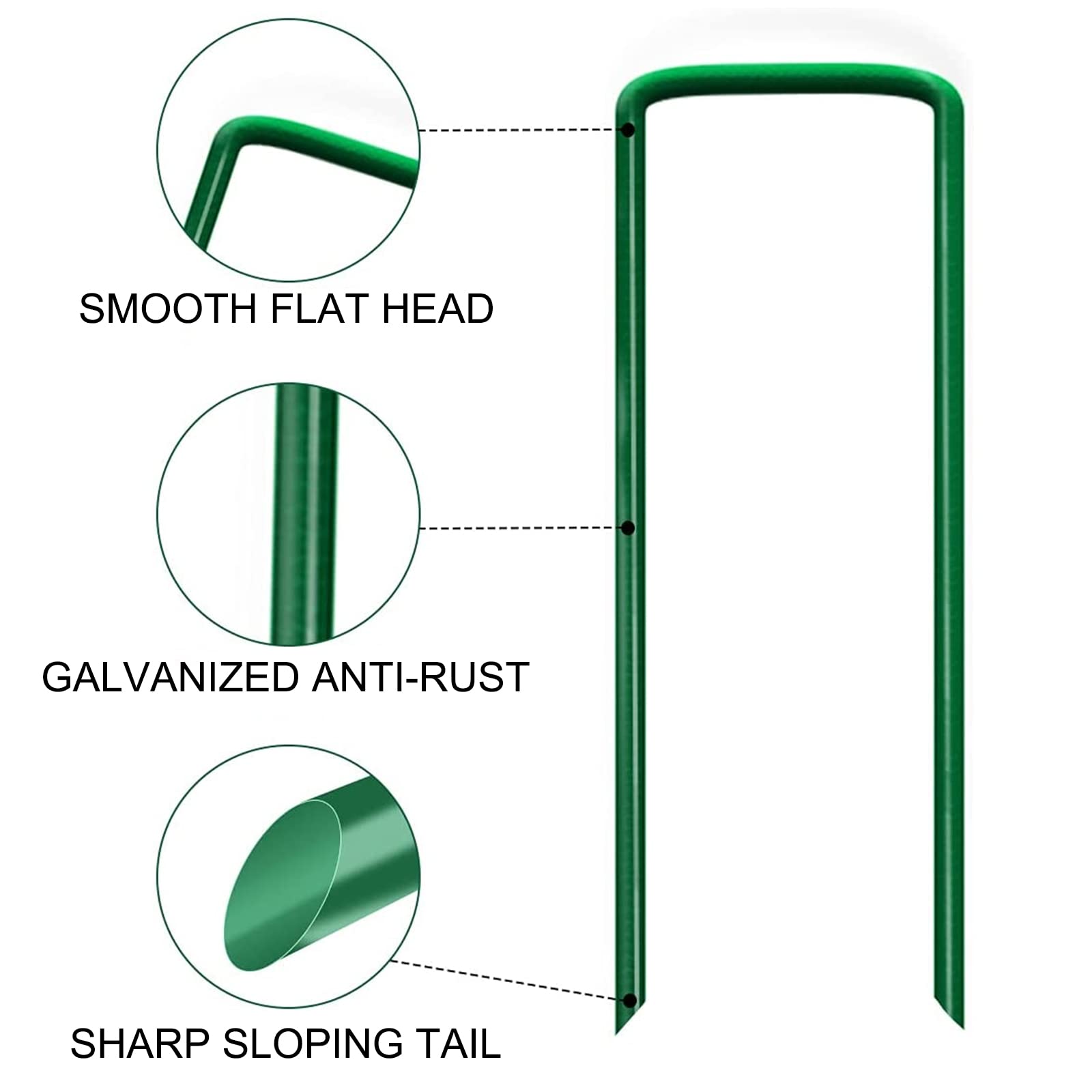 50 Piezas Clavijas de Jardín, Galvanizado en Forma de U Grapas Jardin Anclas de Suelo Camping, Piquetas de Acero para Control de Malas Hierbas Membrana Cesped Artificial
