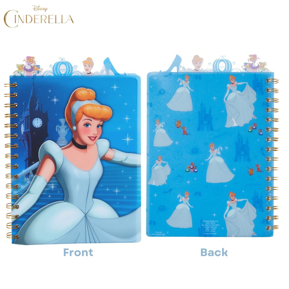 Disney Cinderella Tab Journal Notizbuch, Spiralbindung, 96 linierte Seiten, 20,3 x 17,8 cm