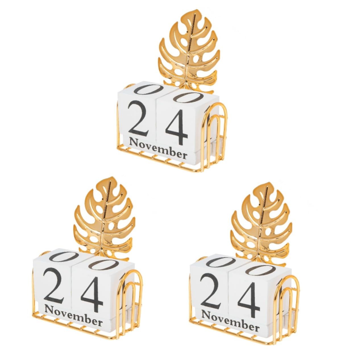 SEWACC 3 Piezas decoración de calendario decoración escritorio decoración dormitorio decoración de escritorio cuenta regresiva del calendario navideño bloque de calendario perpetuo Golden