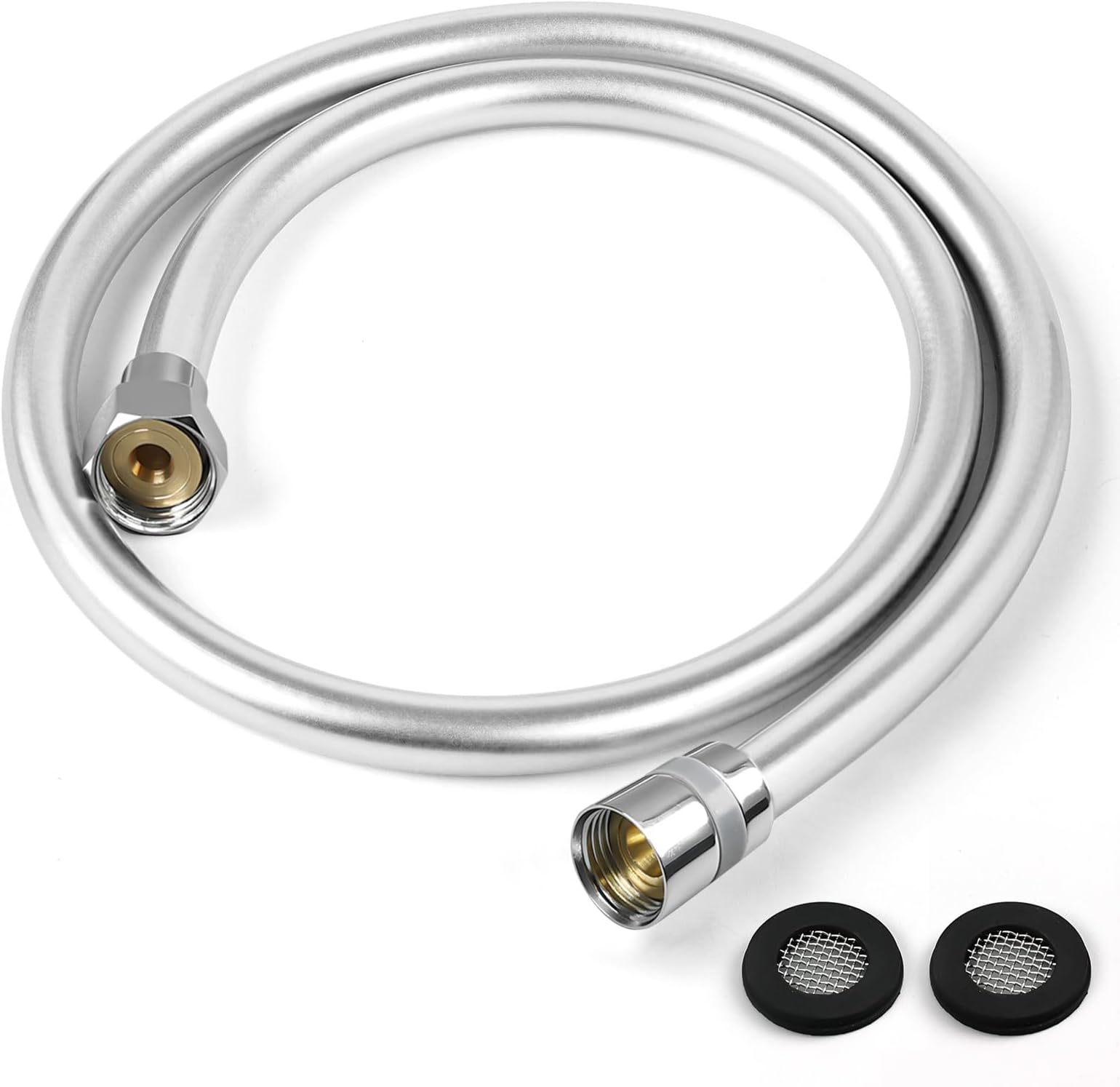 PVC Smooth Shower Hose Flexible Anti-Kink Handheld Shower Head Hose with Brass Connections 1.5M / 59 Inch