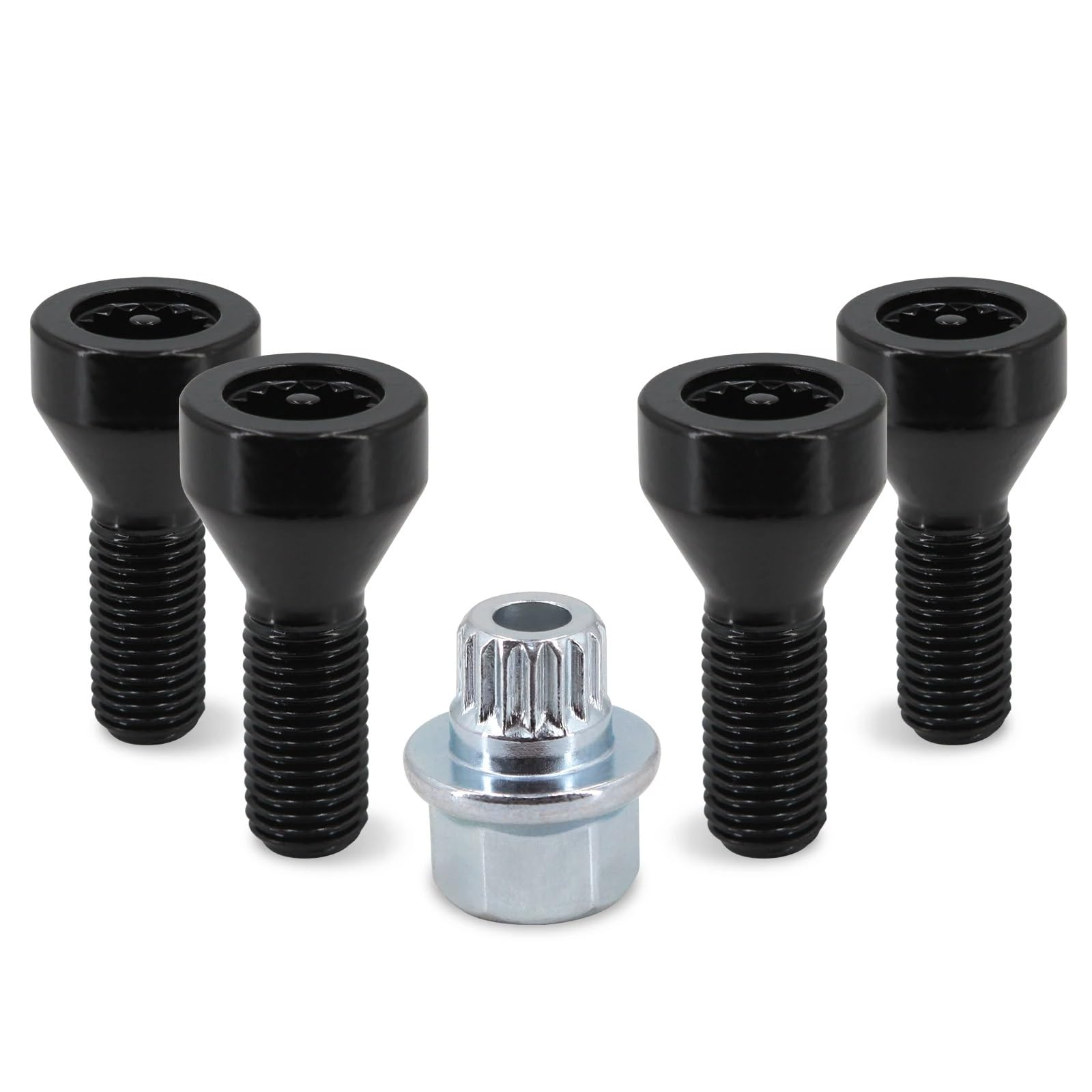 Kompatibel Mit Mini für Cooper Radschloss-Set Radmuttern Schrauben mit Schlüssel M12 x 1,5 Alufelgen-Stehbolzenschraube 36136786419 Automotive Radschrauben