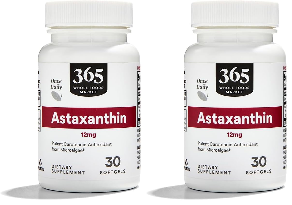 Whole Foods Market, Astaxanthin 12mg, 30 ct (Pack of 2) 30 Count (Pack of 2)