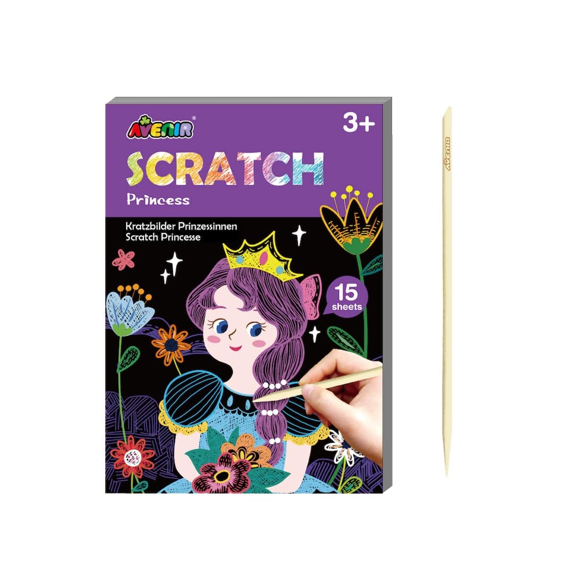 Avenir's princess edition of their Mini Enchanting Scratch Book offers a 15-page magical adventure for children aged 3+, allowing them to explore beautiful designs and vivid colors.