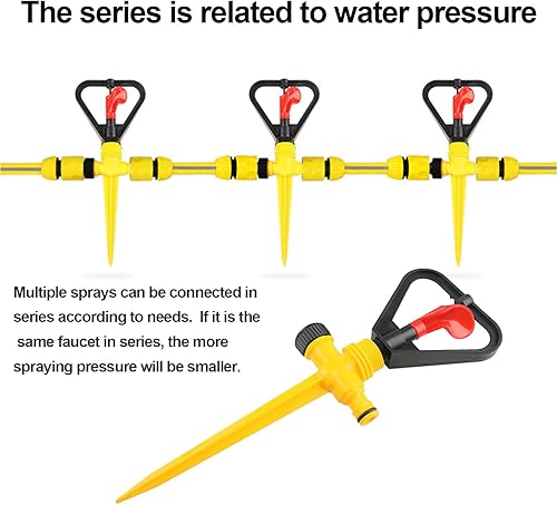Miniatura 8 de LIVLOV 5 aspersores para patio, rociador de agua para césped, rociador de jardín, rociador oscilante, rociador ajustable, diámetro de rociado de 0 a