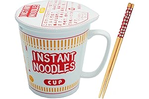 Red Ramen Bowl Set with Ceramic Handle and Lid