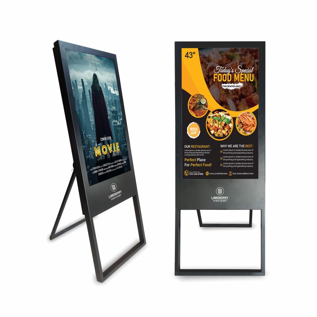 Limeberry A Shape Digital Standee Kiosk | 43 Inch Android Display | A+ IPS Panel | 20W Speaker | 2 USB & 2 HDMI | Wi-Fi, Ethernet | 1-Year Warranty | Model LB431-AU | Black-image-4