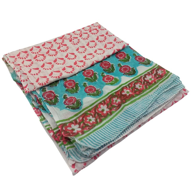Scarf for Women Lightweight Handblock Soft Cotton Fashion Scarves Wraps_Multicolored