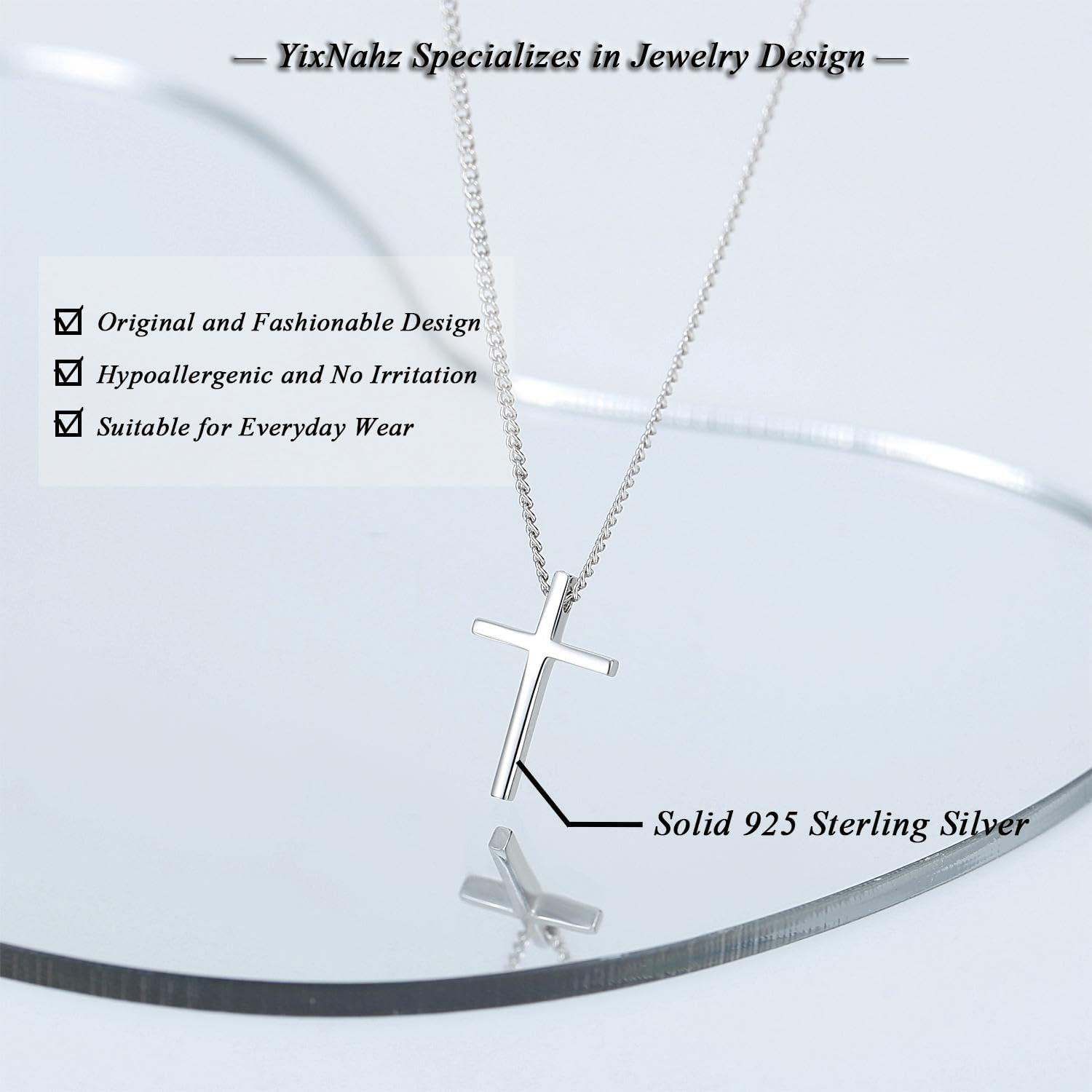 Dainty 925 Sterling Silver Cross Necklace for Women, Trendy Womens Cross Necklace for Girls Simple Silver Pendant Link Chains for Teen Girls Birthday Jewelry Gifts - Image 5