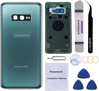 Rear Back Glass Replacement for Samsung Galaxy S10e 5.8inches with Reparing Toolkit and Pre-Installed Camera LensPrism Green