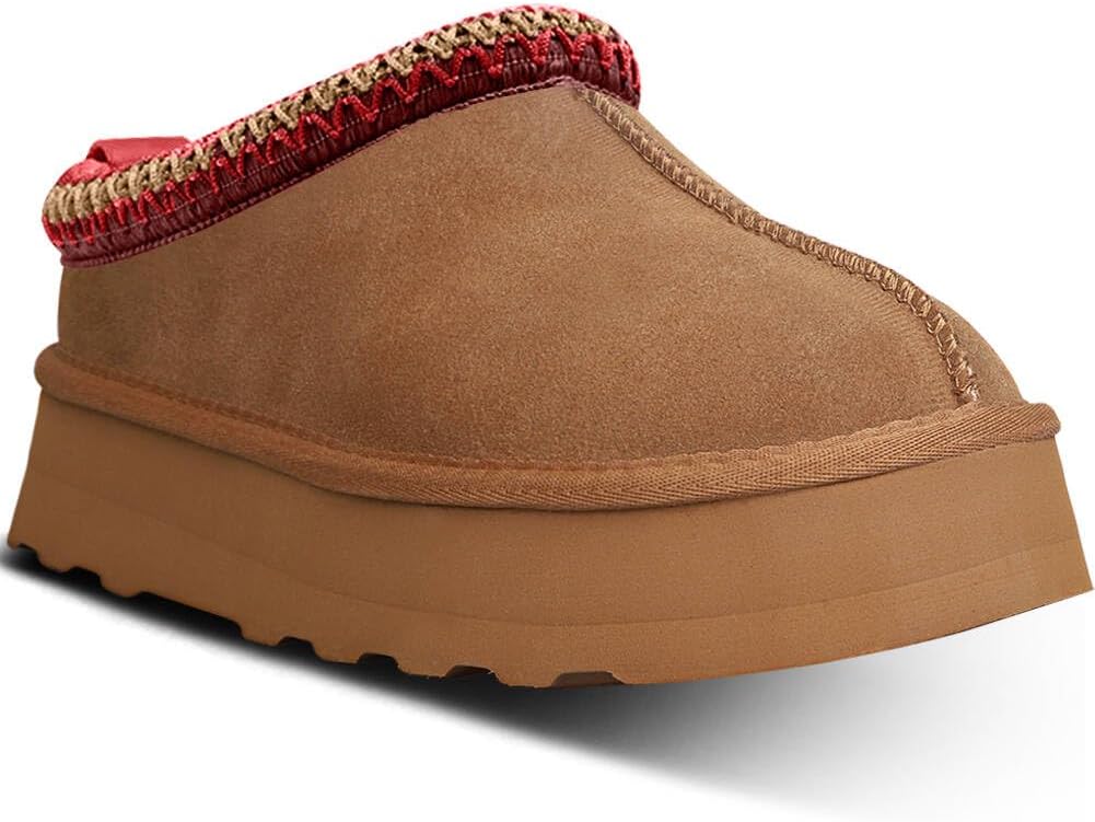 Women's Platform Mini Boots Slippers for Women Indoor Slippers Slip on Fur Fleece Lined Suede Short Ankle Boots