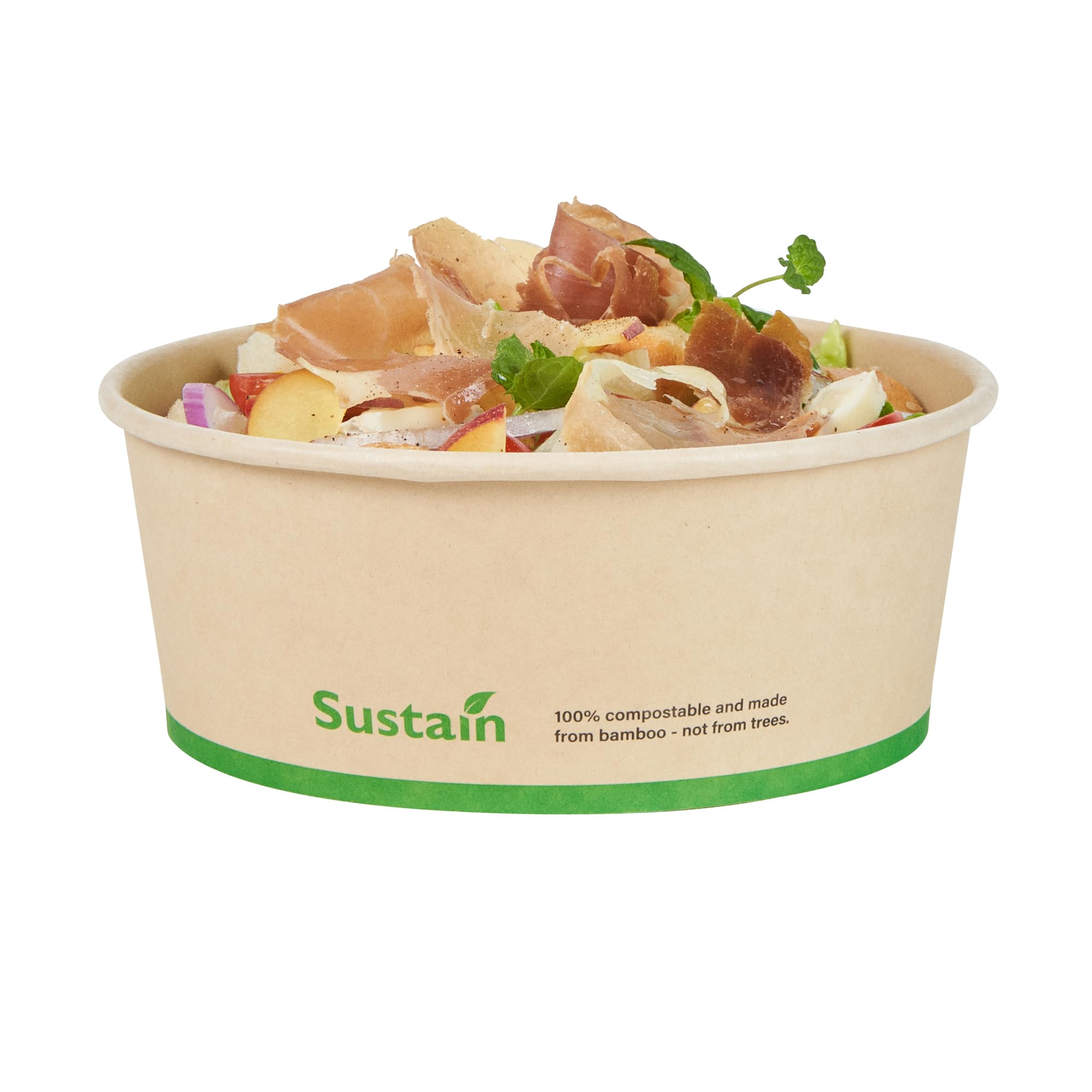 Restaurantware - Cajas de papel resistentes de 25 onzas, 50 recipientes redondos para alimentos, con forro de ácido poliláctico, compostables, contenedores de papel de bambú, desechables, a prueba de