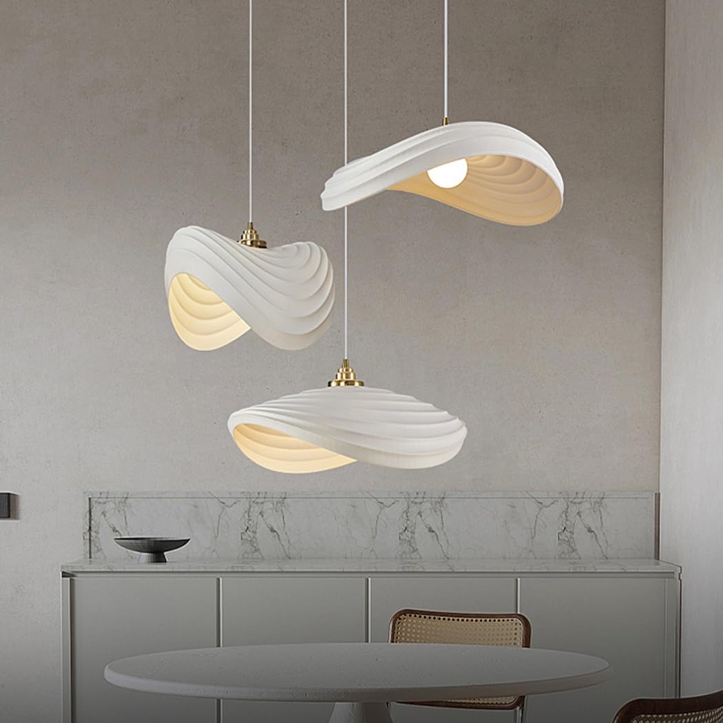 Lampe Suspendue Créative en Résine Suspension Wabi-Sabi Blanc Lustre De Salle À Manger E27 Style Nordique Suspension De Plafond Moderne pour Chambre Salon Cuisine Café Escalier Lumière Décorer