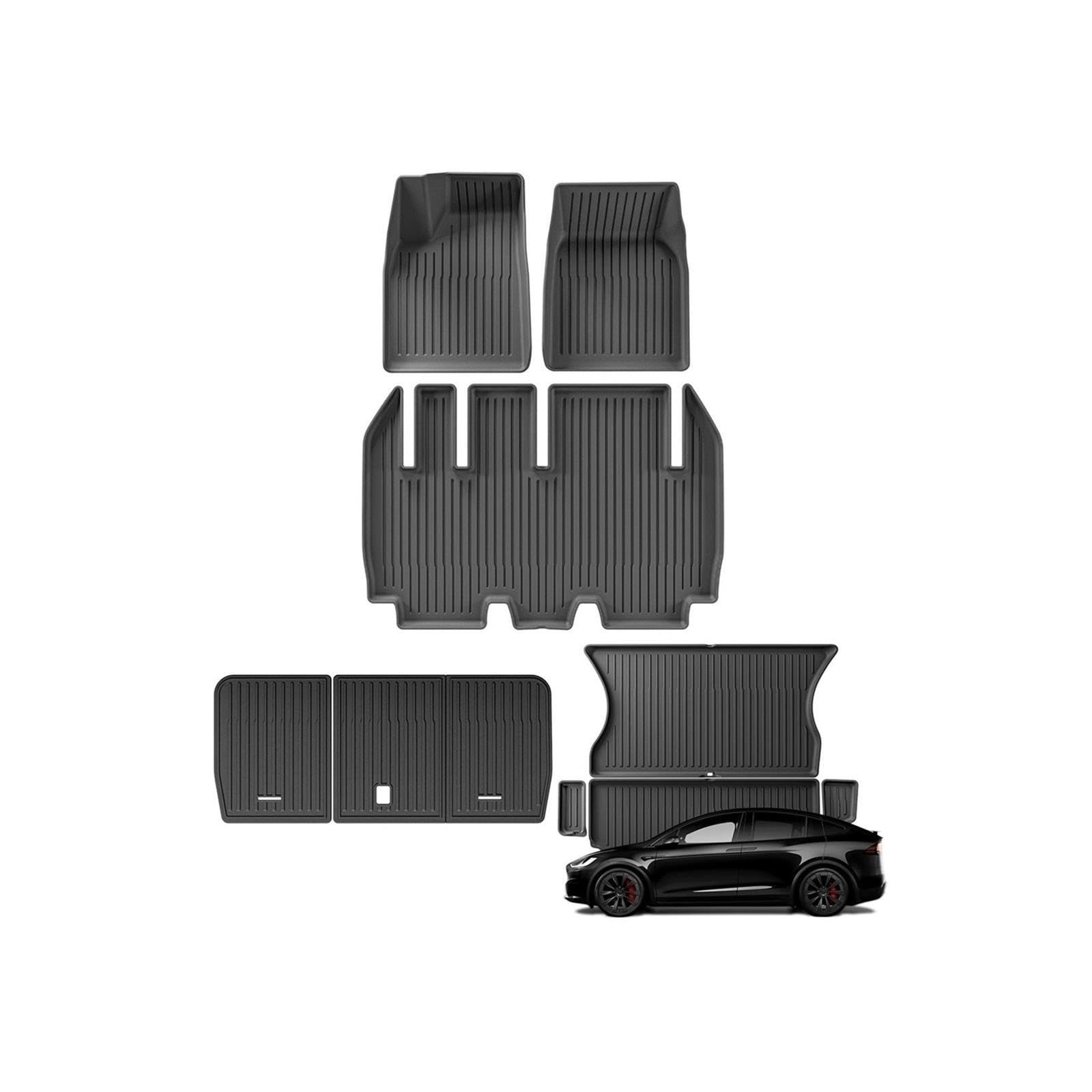 Auto Kofferraummatten TPE 3D Auto Fußmatten Cargo Liner Stamm Pad wasserdichte Schutz Linke Ruder Für Tesla Für Modell X 2024 5/6/7 Sitz(6seats Trunk)