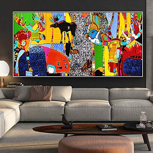 Toile animaux abstraits colorés pour raviver un mur blanc vide sans encombrer l'espace