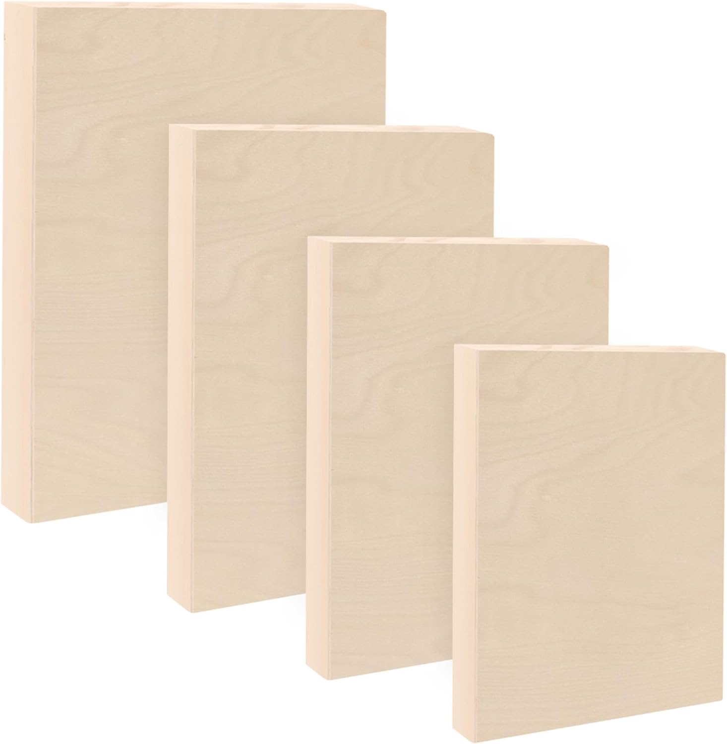 Da Vinci Pro Birch Wood Panel 7/8" Deep – Bundle of 4 Small Rectangular Panels - Fine Textured, Warp Resistant, Lightweight & Rigid –for Mounting Sanded Pastel or Watercolor Paper, Linen or Canvas