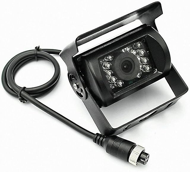Multibao Backup Camera IR Night Vision without Guide Line Without Color Change Waterproof 4 Pin Aviation Connector Rear View Camera for Bus/RV/Truck/Trailer Heavy Duty
