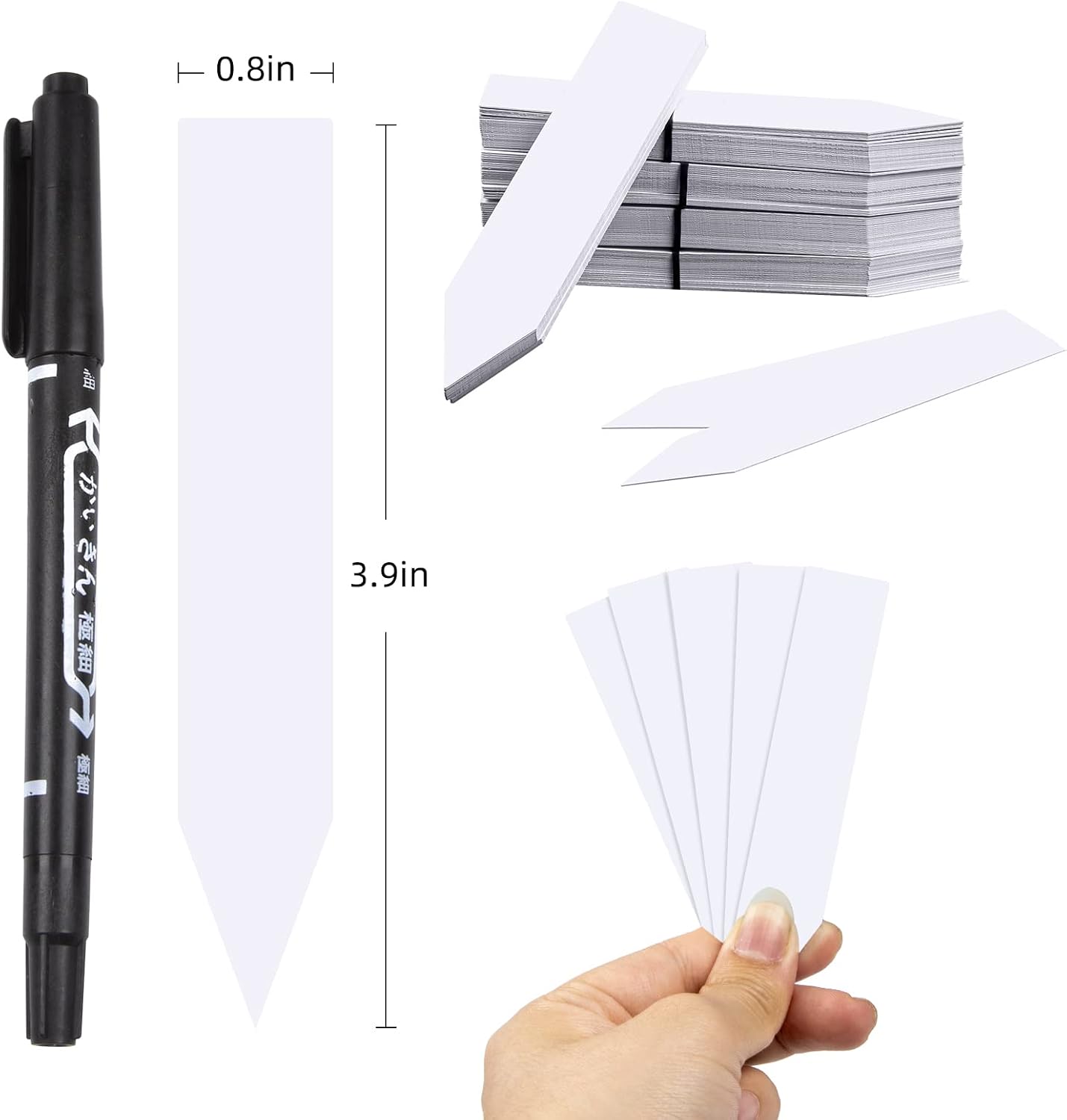 100 Pcs 4 inch Plastic Plant Labels for Seedling Waterproof Plant Markers Tags, Garden Labels Pot with Marker Pen (White)