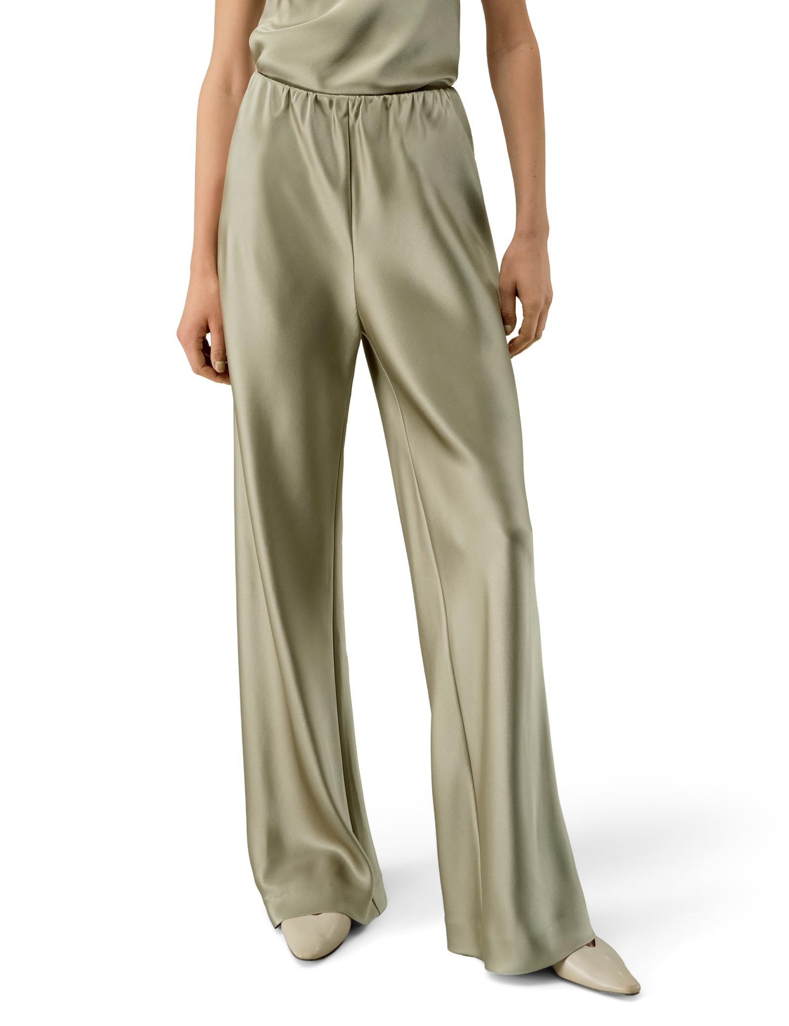 LilySilk Silk Satin Women Trousers Ladies Work Pants with Elastic Waist Straight Leg for Women Business Casual