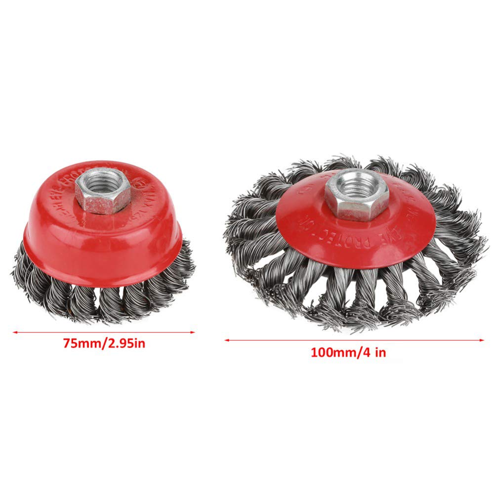 Set di 4 spazzole a forma di nodo a torsione semi piatto, per smerigliatrice angolare da 115 mm