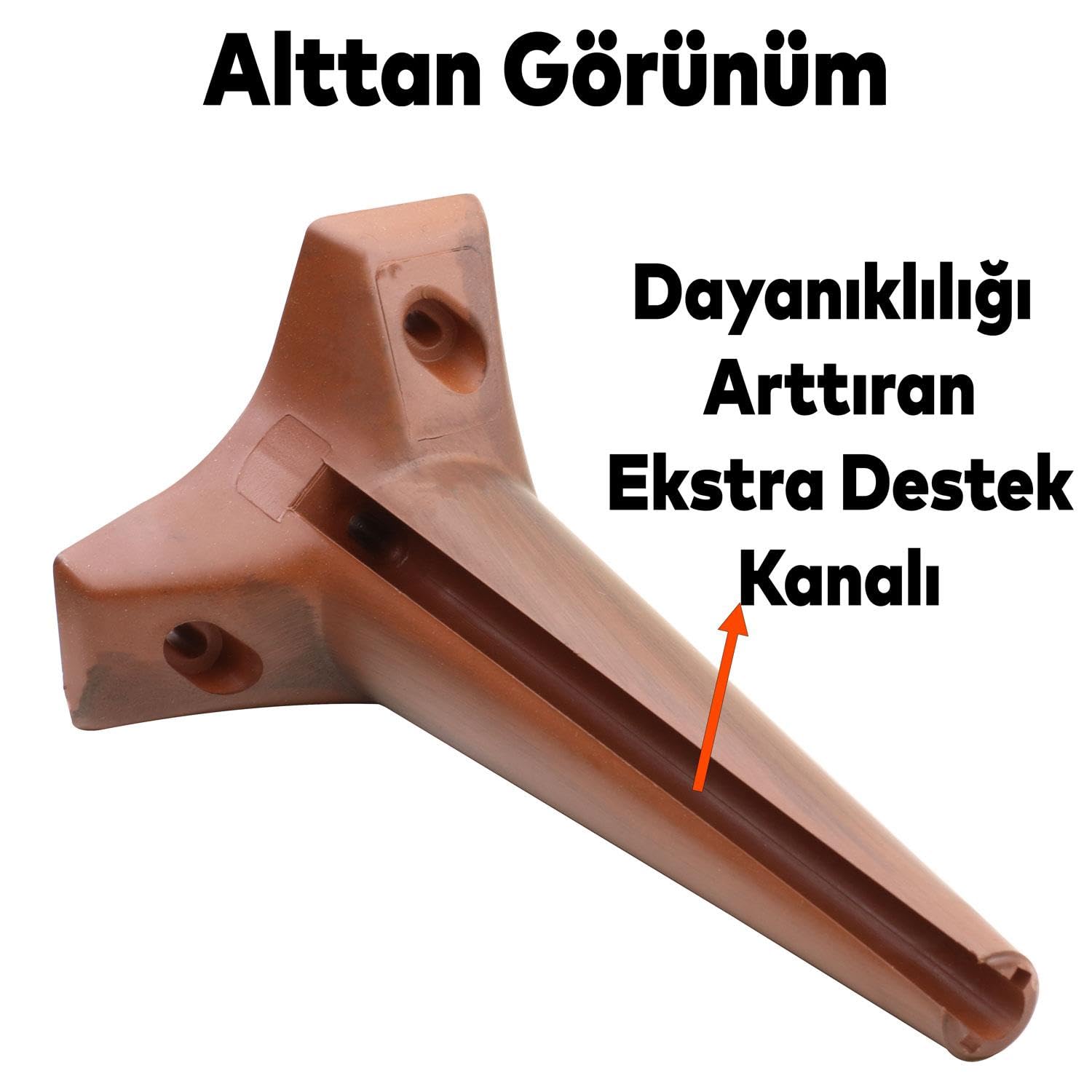 Badem10 4 Adet Aspen Lüks Mobilya Kanepe Sehpa Puf Koltuk Ayağı 24 cm Kahverengi Ahşap Desenli Baza Ayak