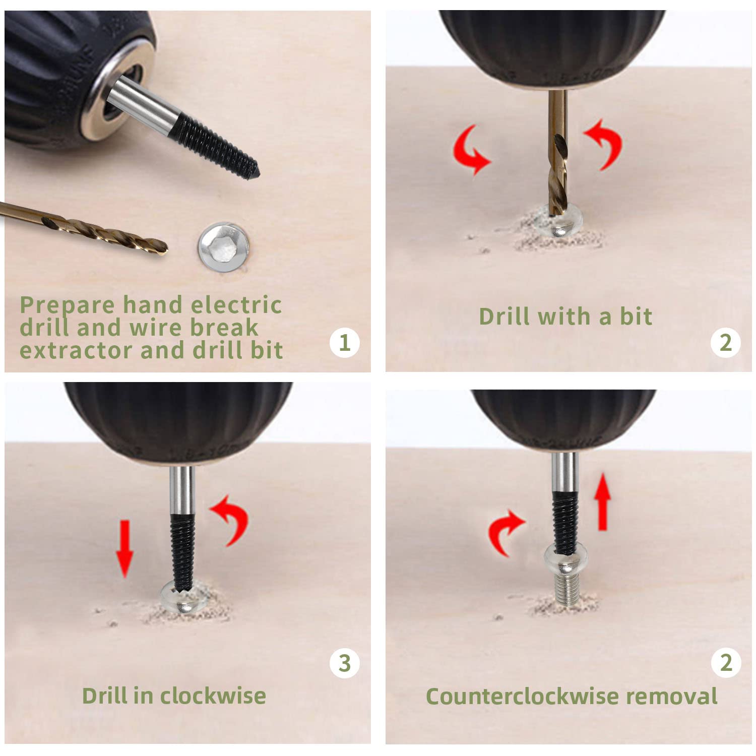 Bibloon Broken Bolt Extractor Kit, Pipe Screw Extractor Set, Bolt