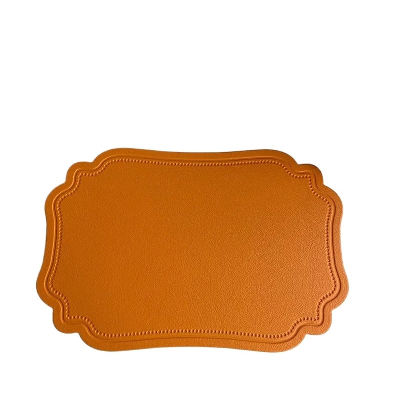 Napperon de table irrégulier imperméable et isolant en simili cuir orange