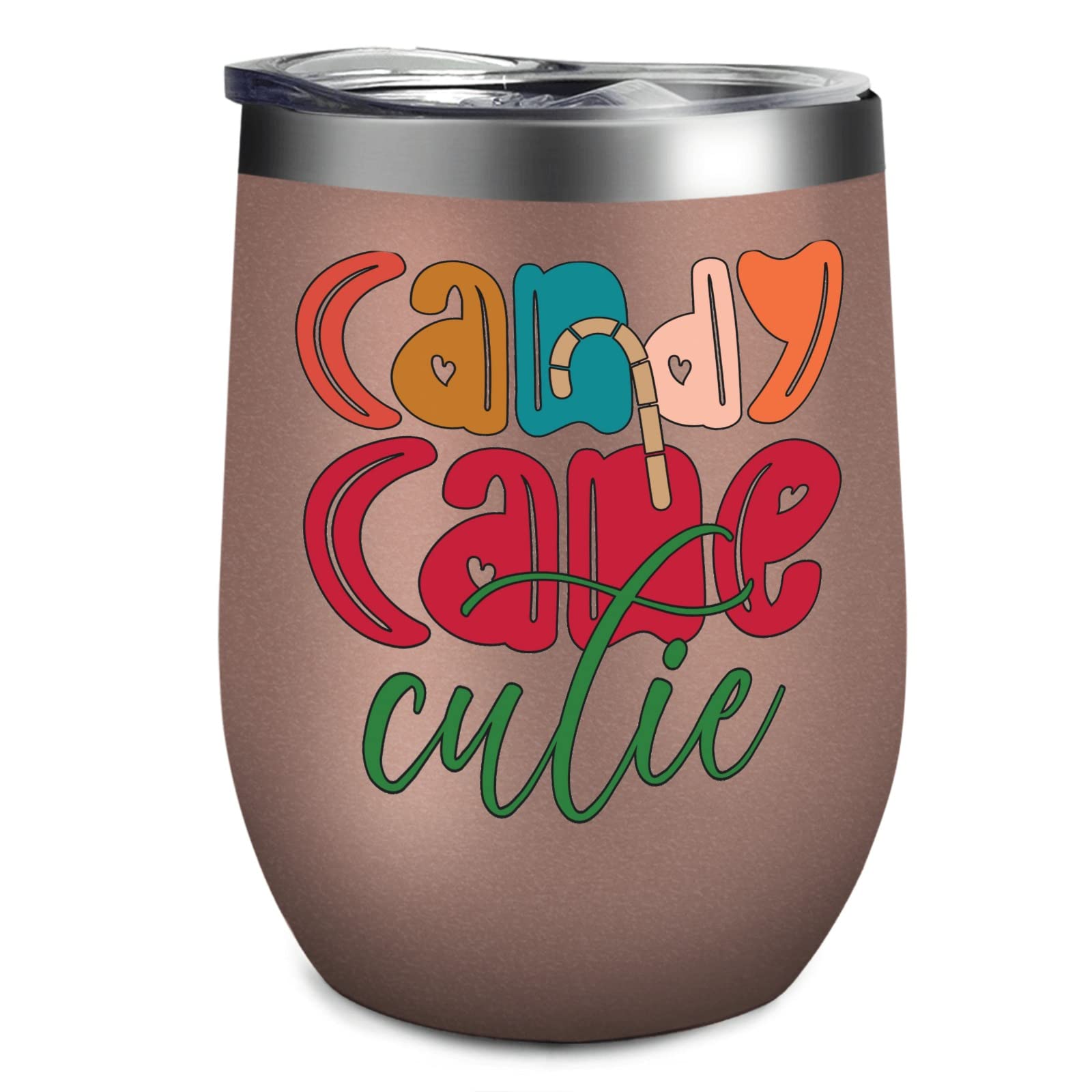 BAKAH 12oz Christmas Wine Cups with Straw Wine water bottles candy canee cutiee Awesome Wine Cups Party Gift for boss Wine water bottle Stainless Steel