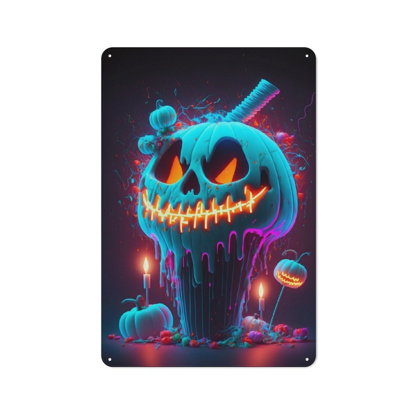 Junmoney White Slime Pumpkin Retro Metal Wall Sign 30X20cm With For Bar Or Restaurant, A Housewarming Gift For Hospitality Decor Collectors