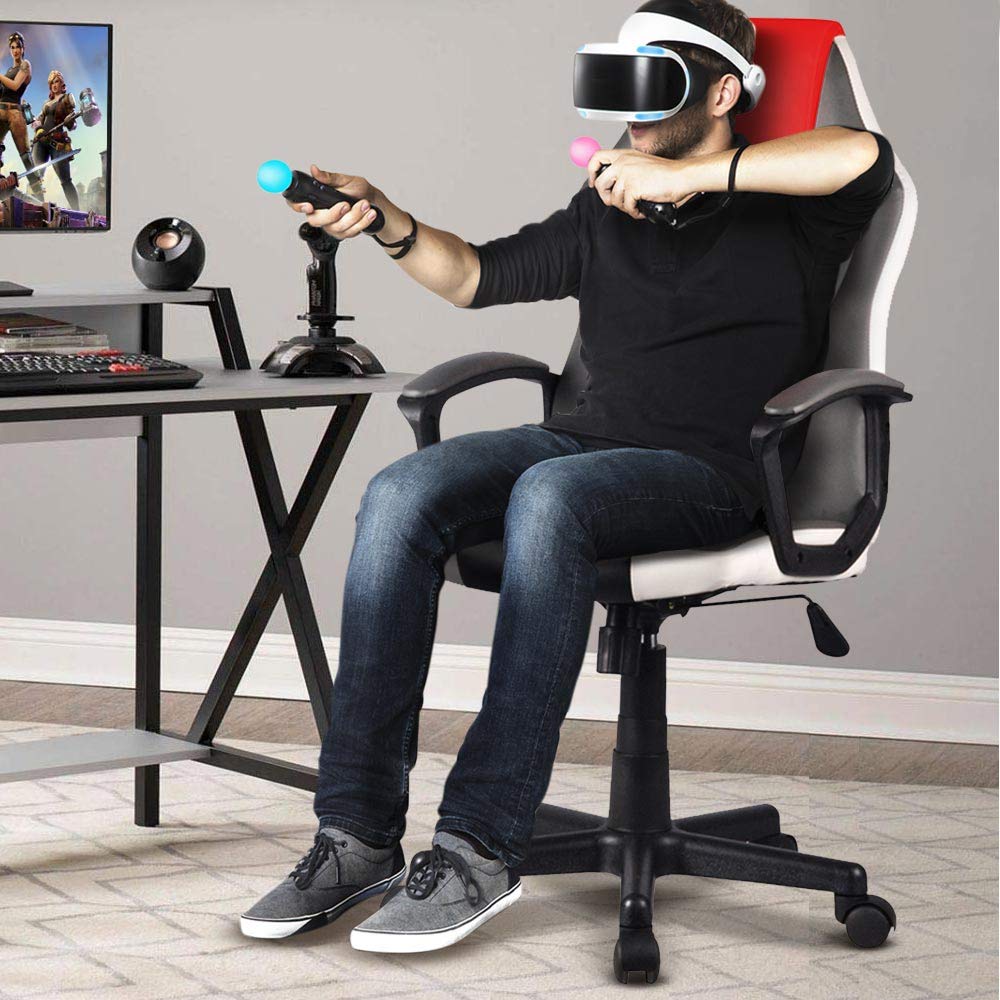 BAKAJI Poltrona Presidenziale Ergonomica Sedia Gaming Racing da Scrivana in Eco Pelle Arredo Ufficio Casa Cameretta Sala Riunioni Regolabile in Altezza Girevole e Direzionale (Rosso)